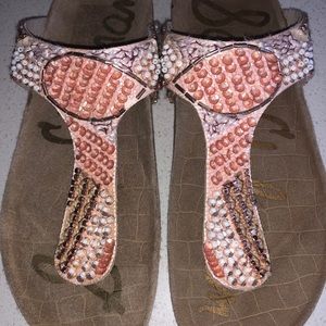 Women's Sam Edelman Olivie 4 Beaded Cork Wedge Sandal, Women Size 9..no box